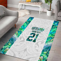 Custom New Zealand Aotearoa Area Rug Green Maori Paua Shell Indigenous LT9 - Polynesian Pride