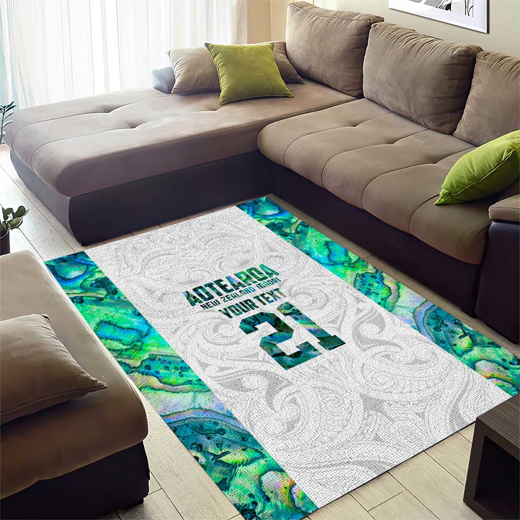 Custom New Zealand Aotearoa Area Rug Green Maori Paua Shell Indigenous LT9 - Polynesian Pride