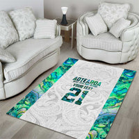 Custom New Zealand Aotearoa Area Rug Green Maori Paua Shell Indigenous LT9 - Polynesian Pride