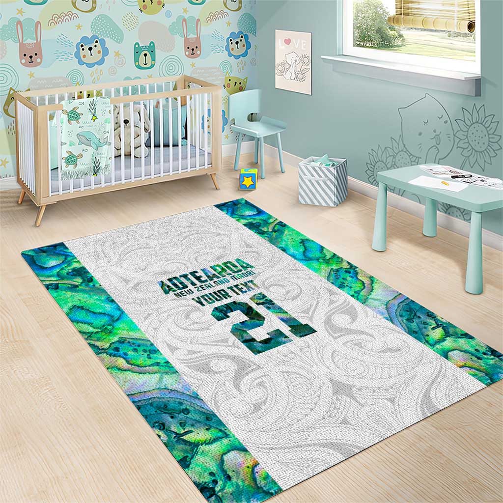 Custom New Zealand Aotearoa Area Rug Green Maori Paua Shell Indigenous LT9 - Polynesian Pride