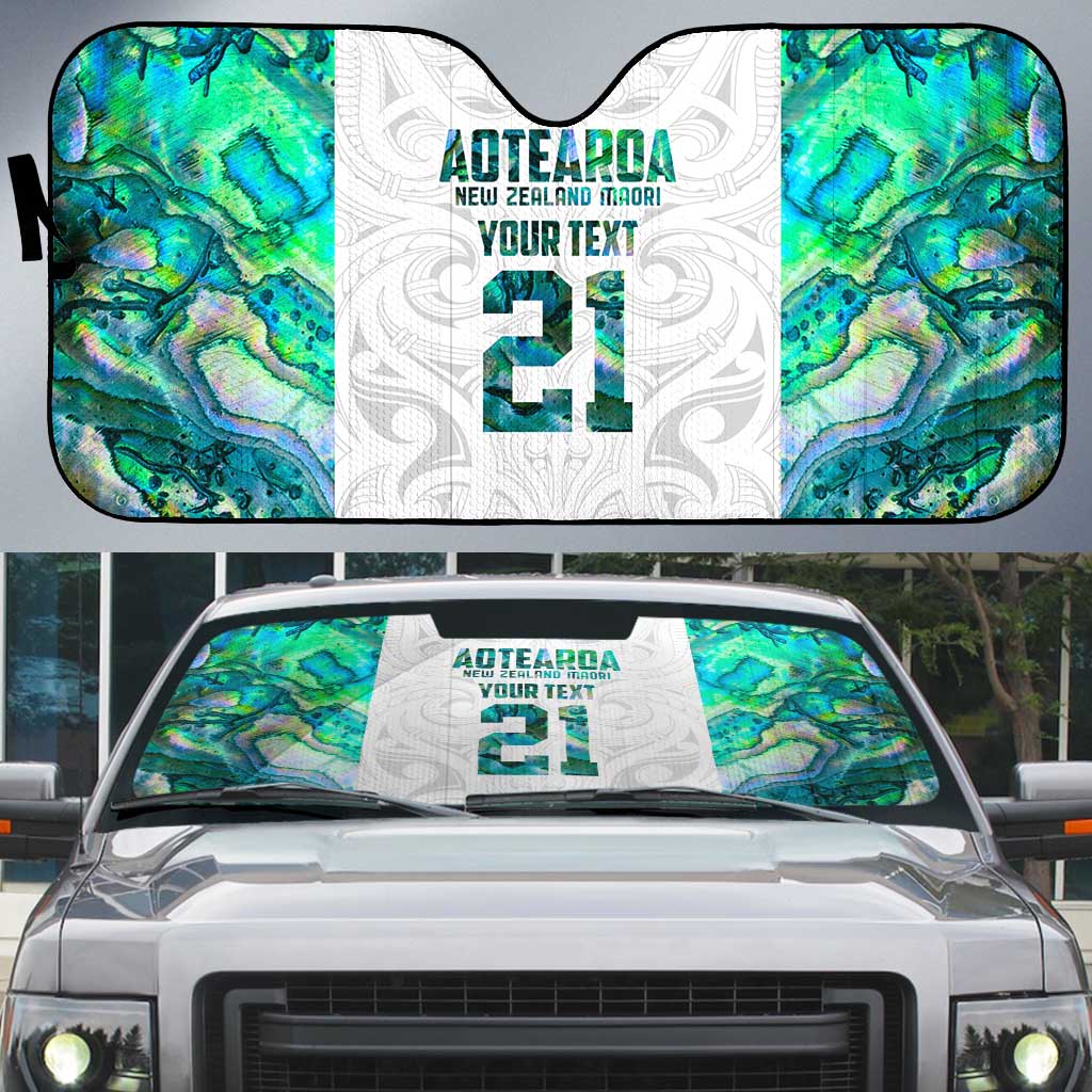 Custom New Zealand Aotearoa Auto Sun Shade Green Maori Paua Shell Indigenous LT9 Green - Polynesian Pride