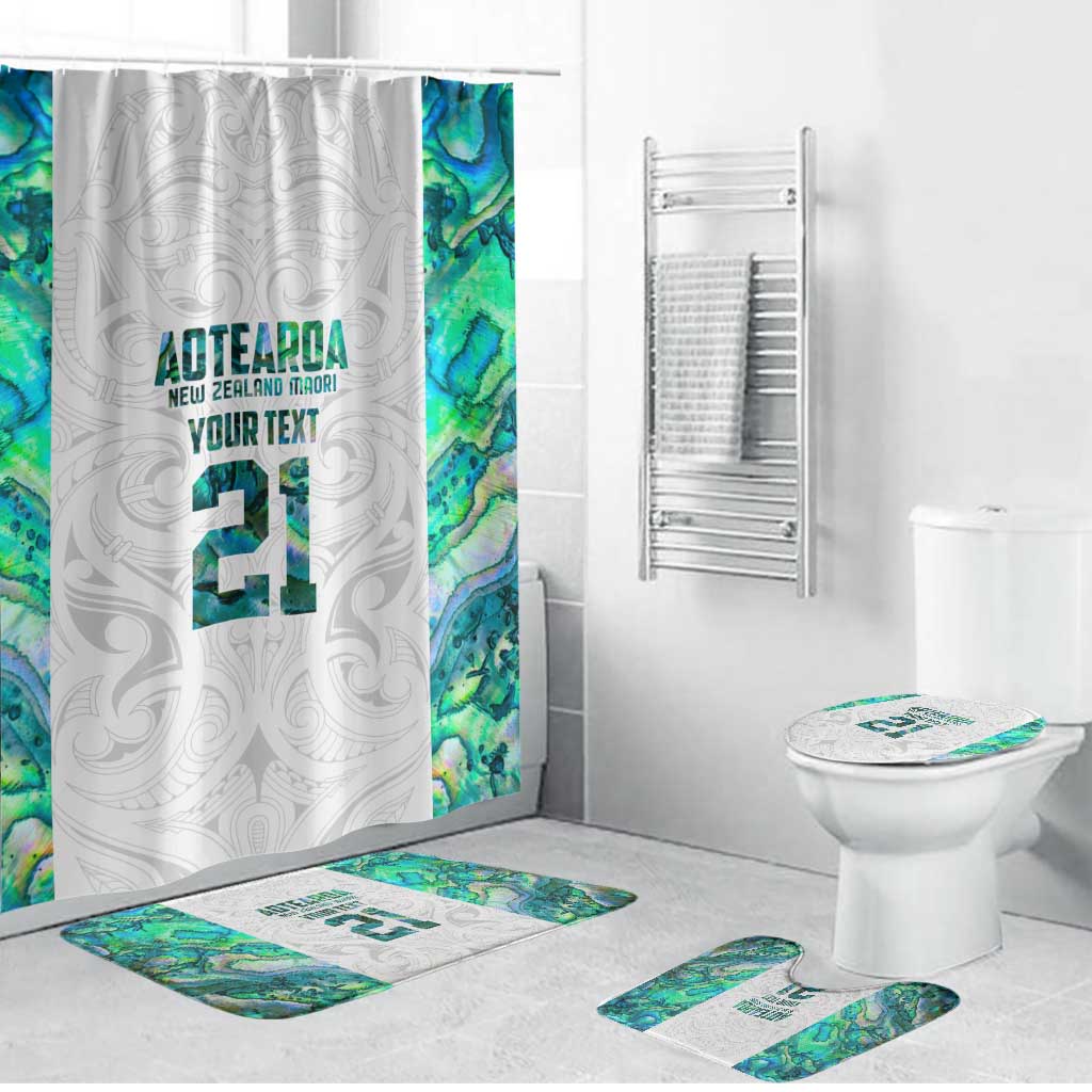 Custom New Zealand Aotearoa Bathroom Set Green Maori Paua Shell Indigenous LT9 Bathroom Set (4 pcs) Green - Polynesian Pride