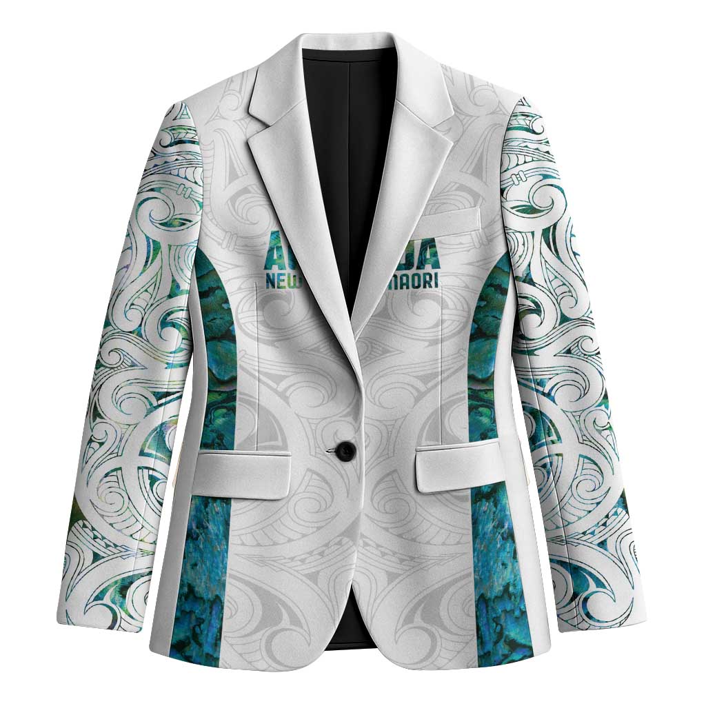 Custom New Zealand Aotearoa Blazer Green Maori Paua Shell Indigenous LT9 Unisex Green - Polynesian Pride