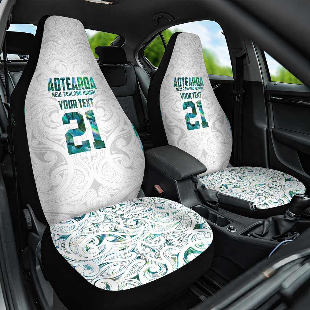 Custom New Zealand Aotearoa Car Seat Cover Green Maori Paua Shell Indigenous LT9 One Size Green - Polynesian Pride
