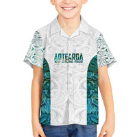 Custom New Zealand Aotearoa Kid Hawaiian Shirt Green Maori Paua Shell Indigenous LT9 Kid Green - Polynesian Pride