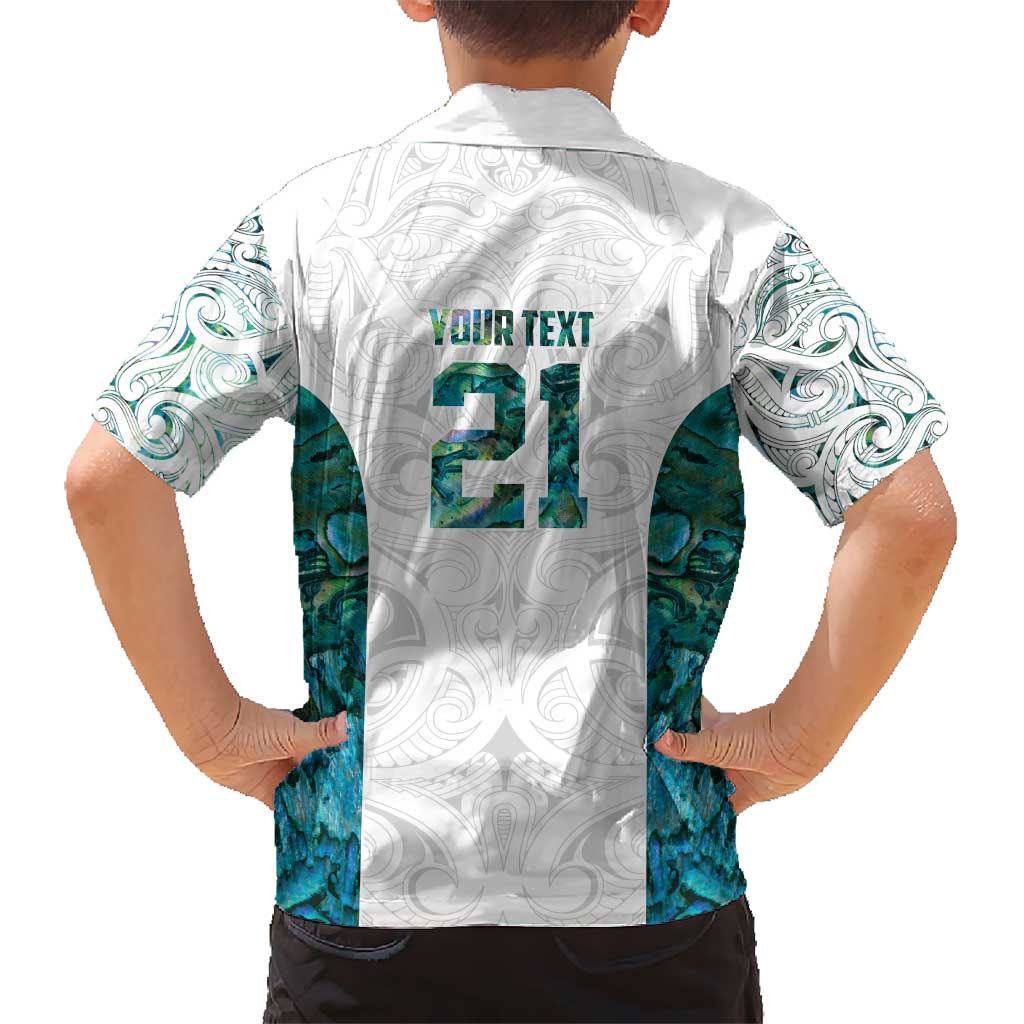 Custom New Zealand Aotearoa Kid Hawaiian Shirt Green Maori Paua Shell Indigenous LT9 - Polynesian Pride