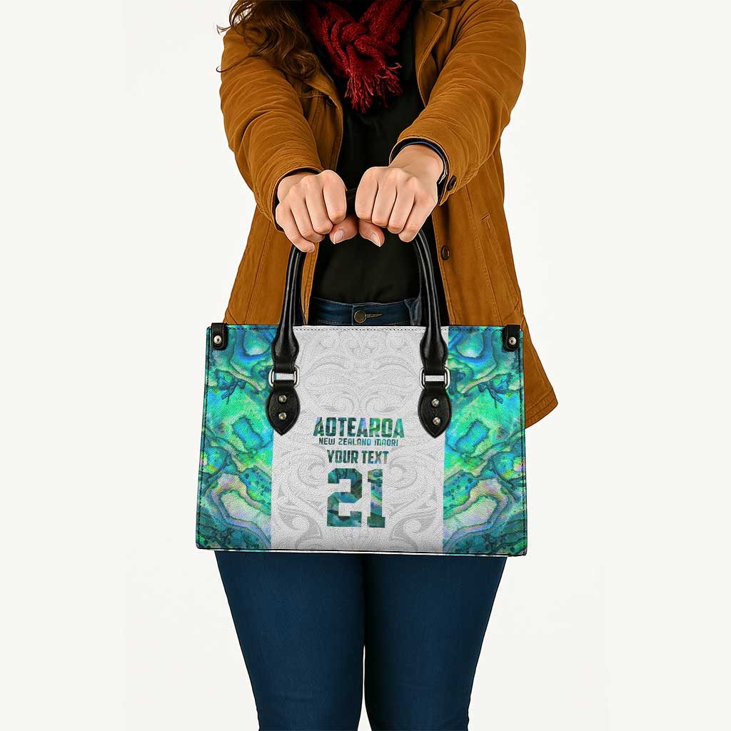 Custom New Zealand Aotearoa Leather Bag Green Maori Paua Shell Indigenous LT9 Green - Polynesian Pride