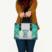 Custom New Zealand Aotearoa Leather Bag Green Maori Paua Shell Indigenous LT9 Green - Polynesian Pride