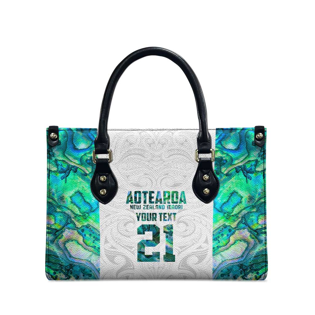 Custom New Zealand Aotearoa Leather Bag Green Maori Paua Shell Indigenous LT9 - Polynesian Pride