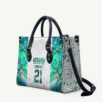 Custom New Zealand Aotearoa Leather Bag Green Maori Paua Shell Indigenous LT9 - Polynesian Pride
