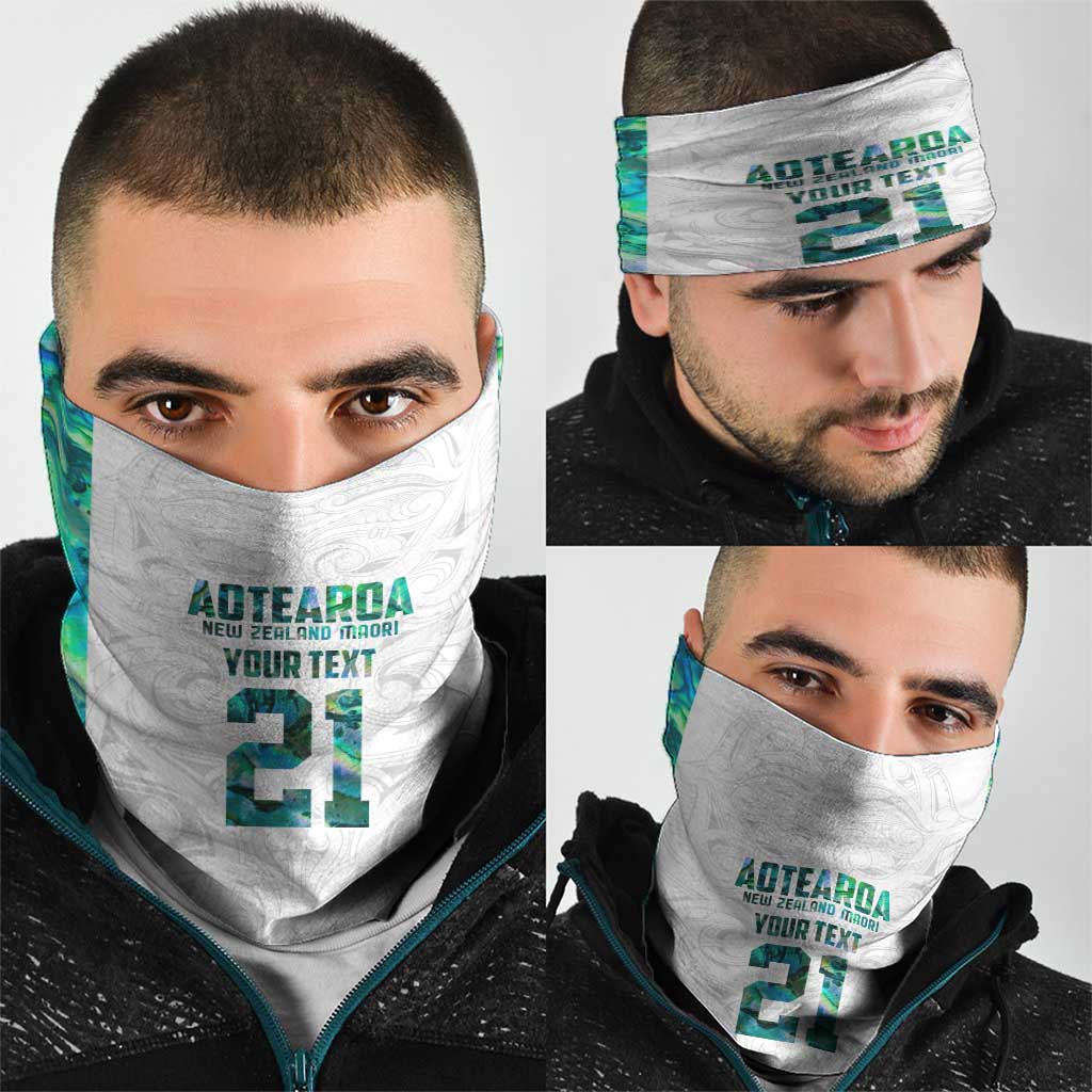 Custom New Zealand Aotearoa Neck Gaiter Green Maori Paua Shell Indigenous LT9 - Polynesian Pride