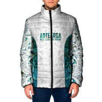Custom New Zealand Aotearoa Padded Jacket Green Maori Paua Shell Indigenous LT9 Men Green - Polynesian Pride