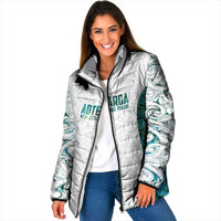 Custom New Zealand Aotearoa Padded Jacket Green Maori Paua Shell Indigenous LT9 Women Green - Polynesian Pride