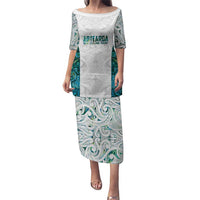 Custom New Zealand Aotearoa Puletasi Green Maori Paua Shell Indigenous LT9 Long Dress Green - Polynesian Pride