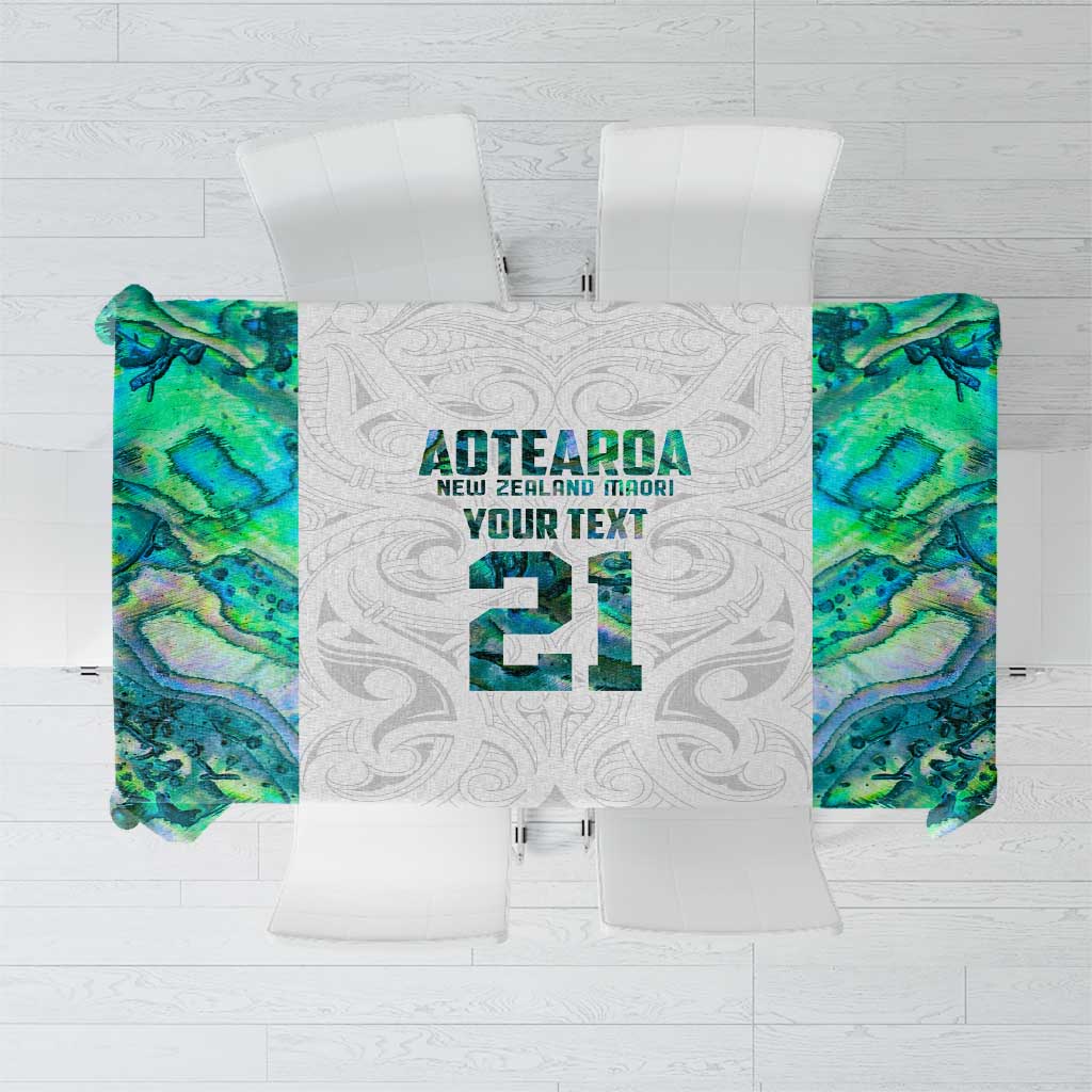 Custom New Zealand Aotearoa Tablecloth Green Maori Paua Shell Indigenous LT9 Green - Polynesian Pride