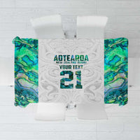 Custom New Zealand Aotearoa Tablecloth Green Maori Paua Shell Indigenous LT9 Green - Polynesian Pride
