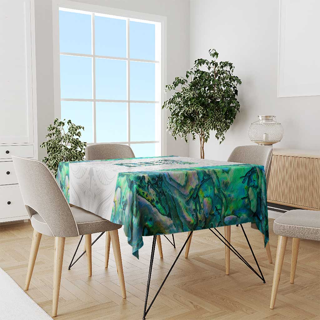 Custom New Zealand Aotearoa Tablecloth Green Maori Paua Shell Indigenous LT9 - Polynesian Pride