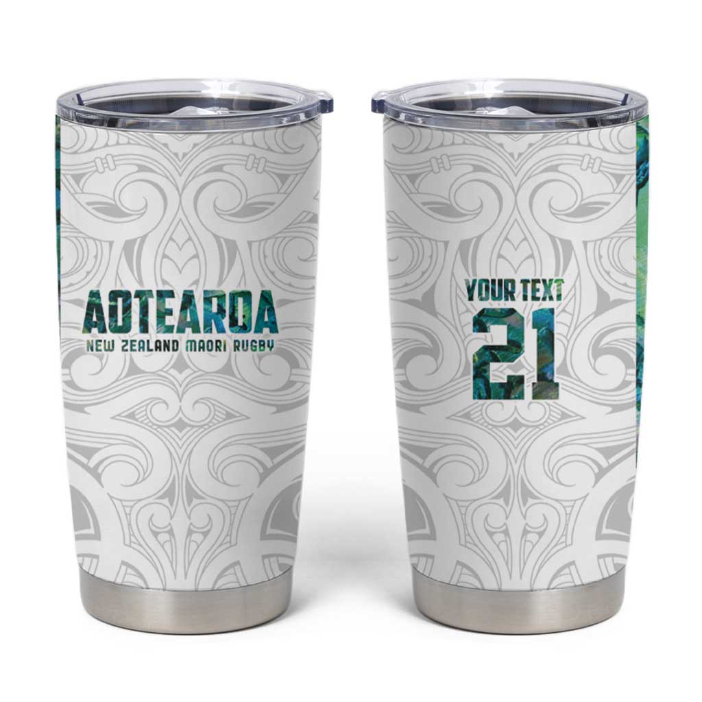 Custom New Zealand Aotearoa Tumbler Cup Green Maori Paua Shell Indigenous LT9 Green - Polynesian Pride