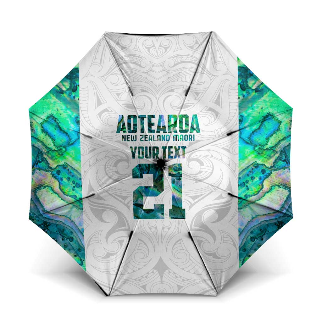 Custom New Zealand Aotearoa Umbrella Green Maori Paua Shell Indigenous LT9 One Size Folded 11.42 inch Opened Diameter 37.4 inch Green - Polynesian Pride