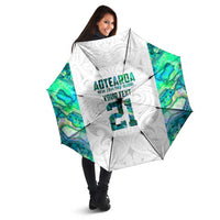 Custom New Zealand Aotearoa Umbrella Green Maori Paua Shell Indigenous LT9 - Polynesian Pride