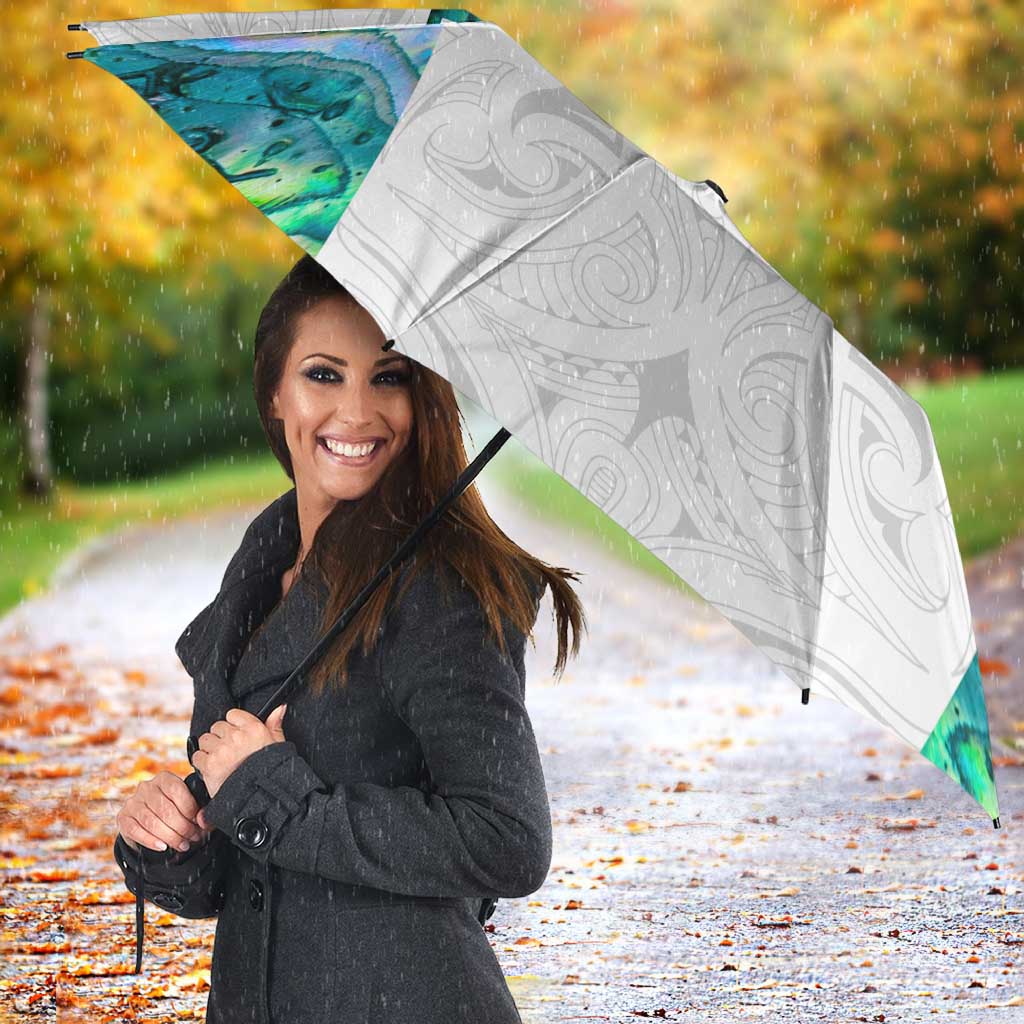 Custom New Zealand Aotearoa Umbrella Green Maori Paua Shell Indigenous LT9 - Polynesian Pride