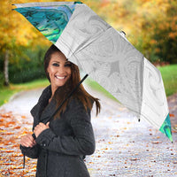 Custom New Zealand Aotearoa Umbrella Green Maori Paua Shell Indigenous LT9 - Polynesian Pride