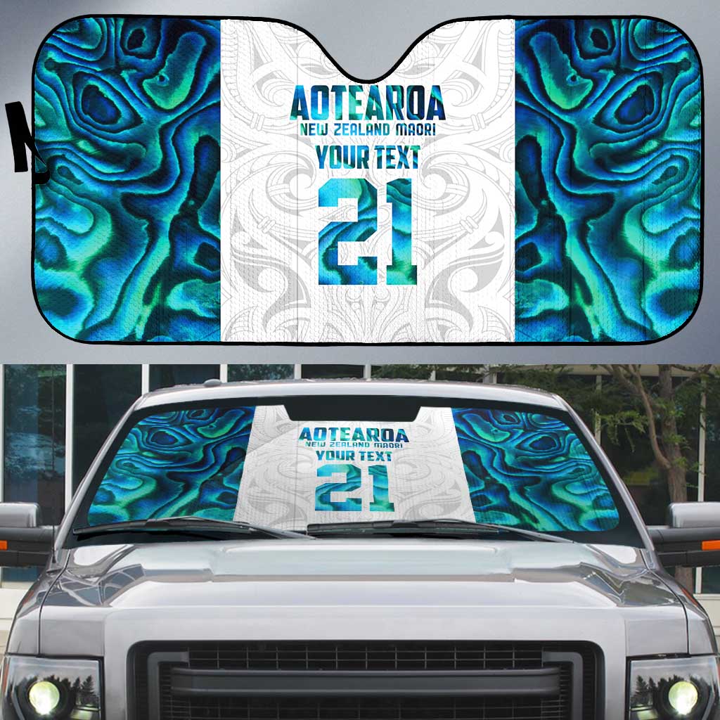 Custom New Zealand Aotearoa Auto Sun Shade Maori Paua Shell Indigenous LT9 Blue - Polynesian Pride
