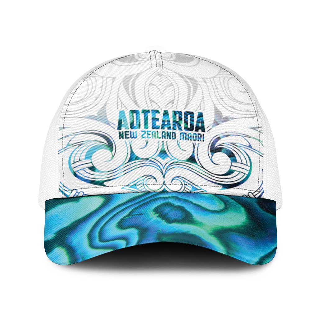 New Zealand Aotearoa Baseball Net Cap Maori Papua Shell Indigenous LT9 One Size White Blue - Polynesian Pride