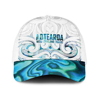 New Zealand Aotearoa Baseball Net Cap Maori Papua Shell Indigenous LT9 One Size White Blue - Polynesian Pride