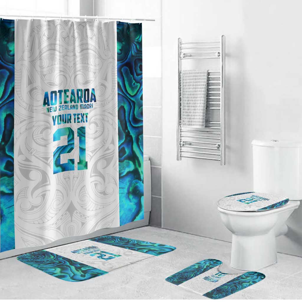 Custom New Zealand Aotearoa Bathroom Set Maori Paua Shell Indigenous LT9 Bathroom Set (4 pcs) Blue - Polynesian Pride