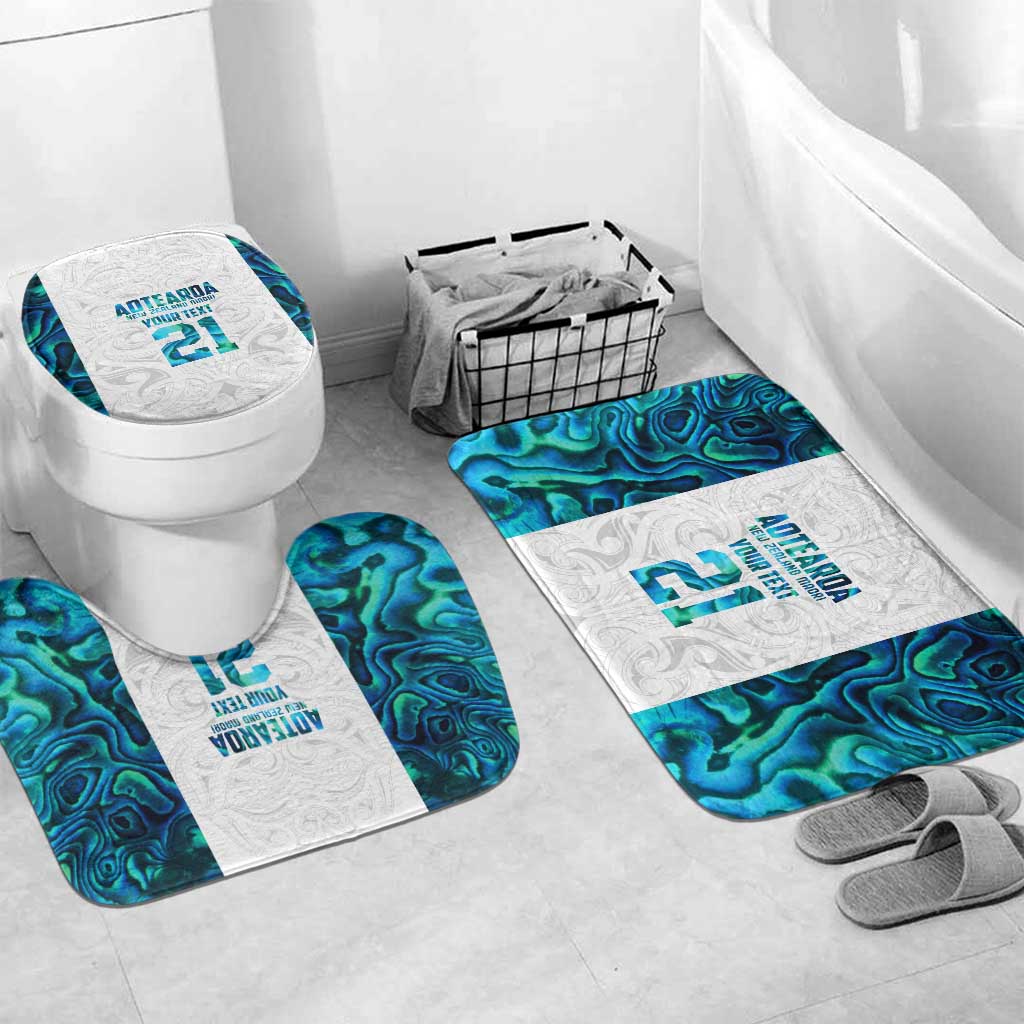 Custom New Zealand Aotearoa Bathroom Set Maori Paua Shell Indigenous LT9 Mat Set Only (3 pcs) One Size Blue - Polynesian Pride