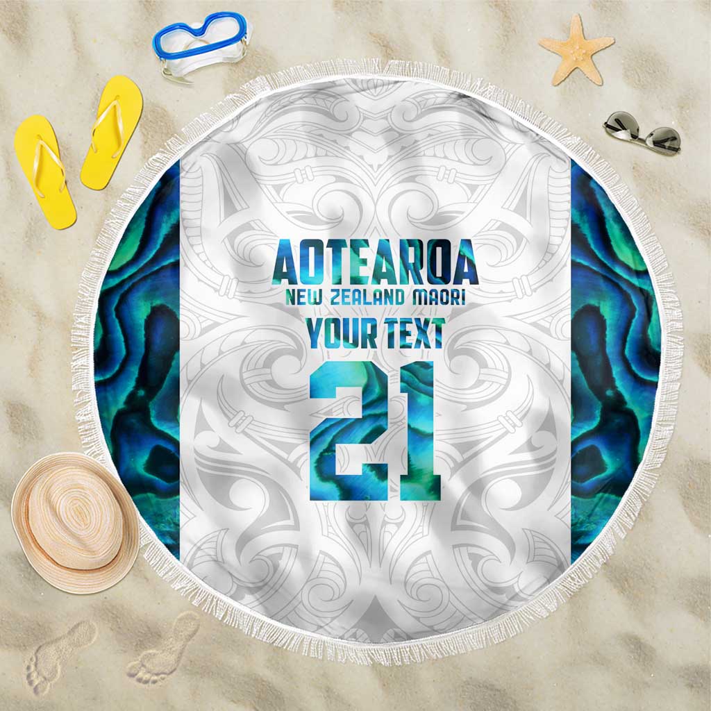 Custom New Zealand Aotearoa Beach Blanket Maori Paua Shell Indigenous LT9 One Size 150cm Blue - Polynesian Pride