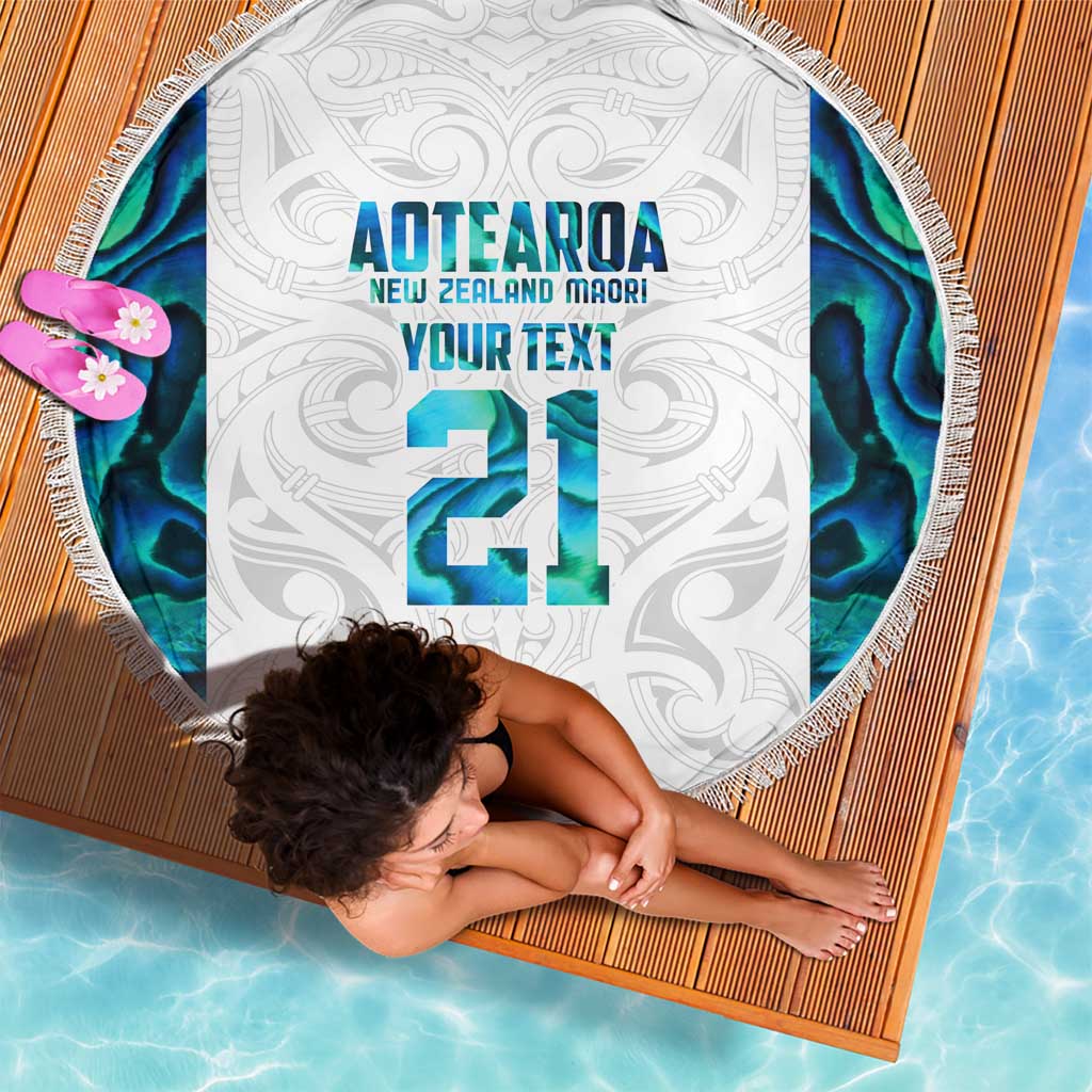 Custom New Zealand Aotearoa Beach Blanket Maori Paua Shell Indigenous LT9 - Polynesian Pride