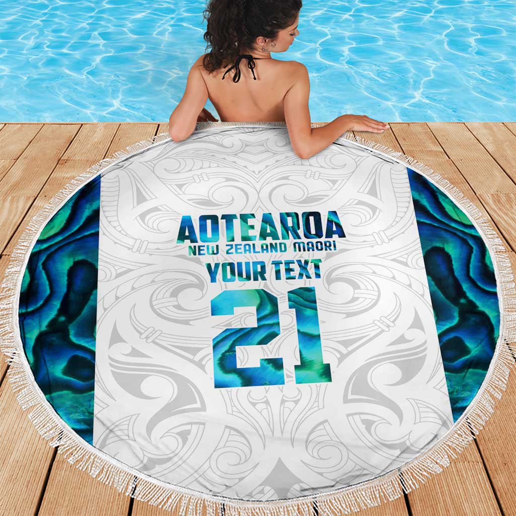 Custom New Zealand Aotearoa Beach Blanket Maori Paua Shell Indigenous LT9 - Polynesian Pride