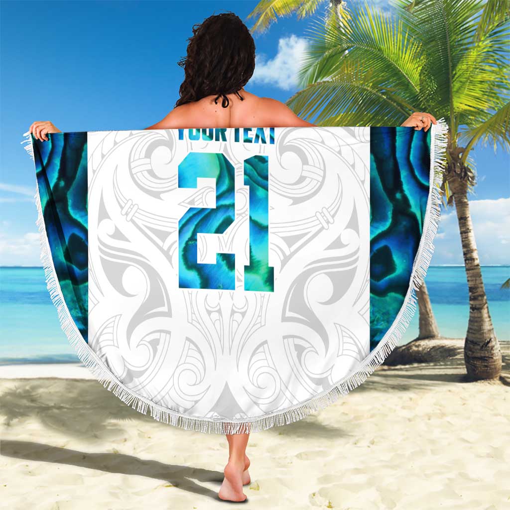 Custom New Zealand Aotearoa Beach Blanket Maori Paua Shell Indigenous LT9 - Polynesian Pride
