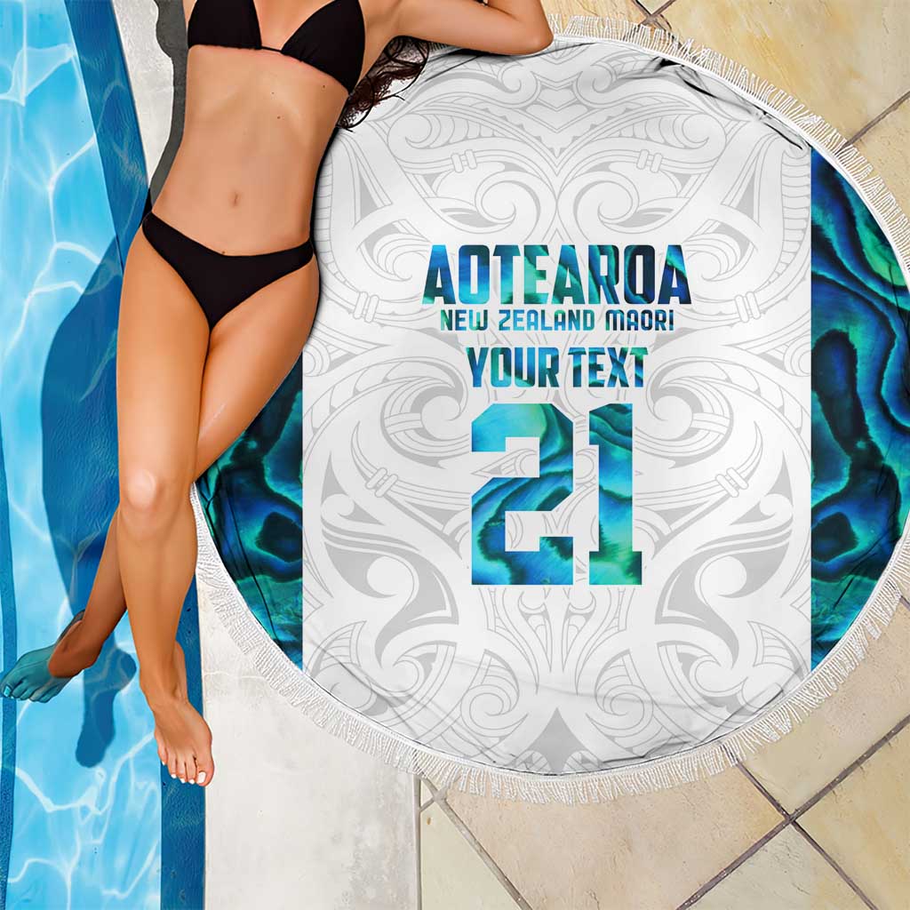 Custom New Zealand Aotearoa Beach Blanket Maori Paua Shell Indigenous LT9 - Polynesian Pride