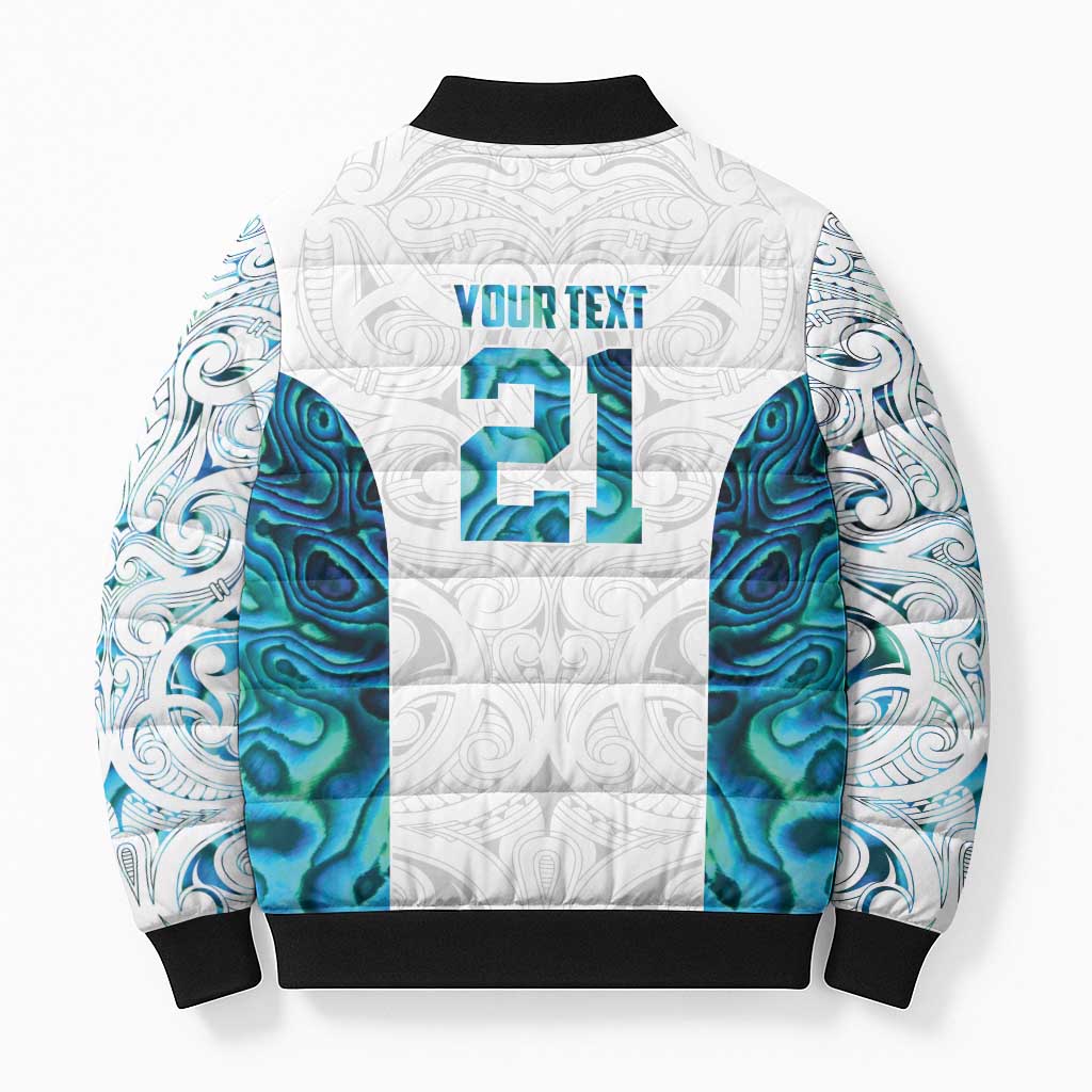 Custom New Zealand Aotearoa Bomber Puffer Jacket Maori Paua Shell Indigenous LT9 - Polynesian Pride