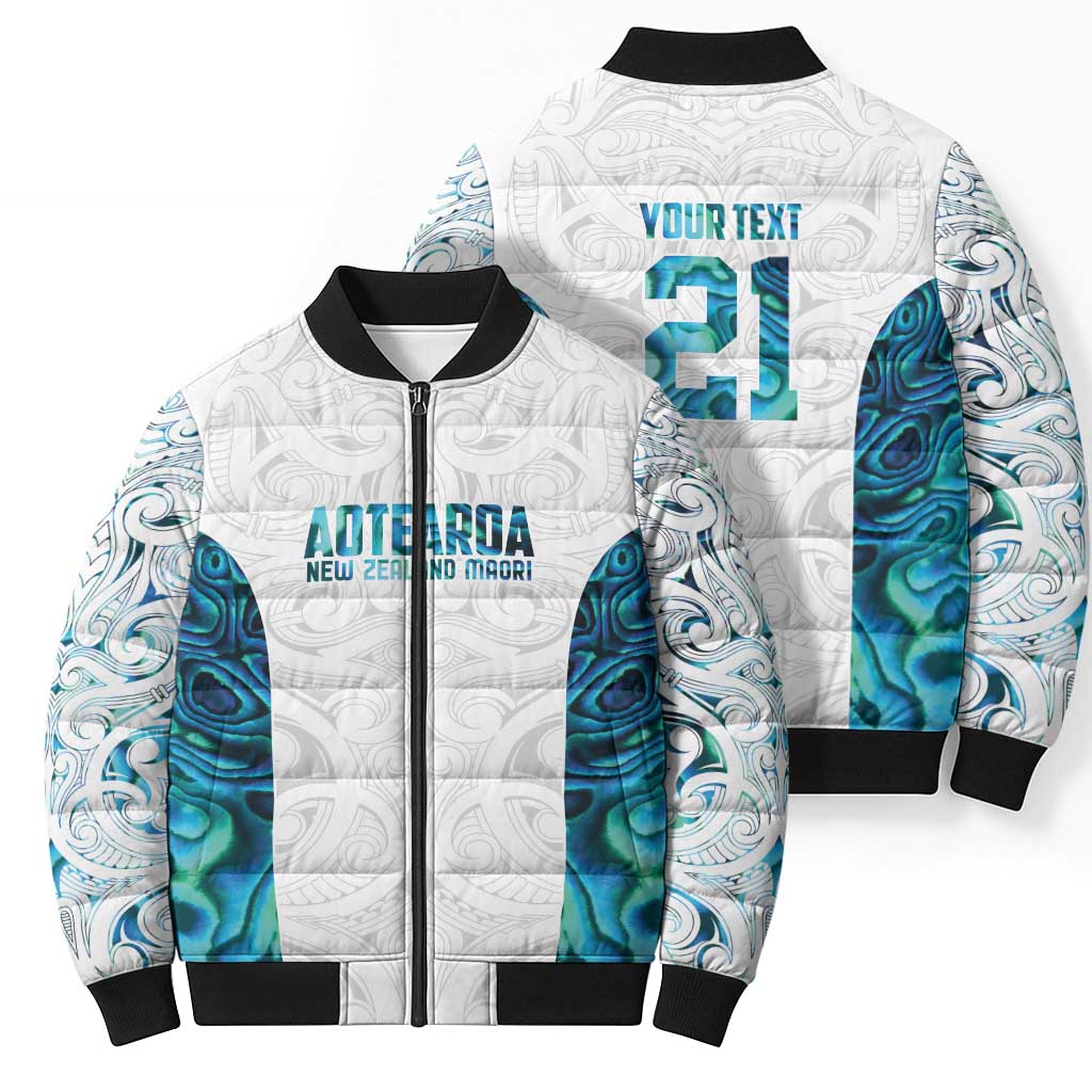 Custom New Zealand Aotearoa Bomber Puffer Jacket Maori Paua Shell Indigenous LT9 - Polynesian Pride