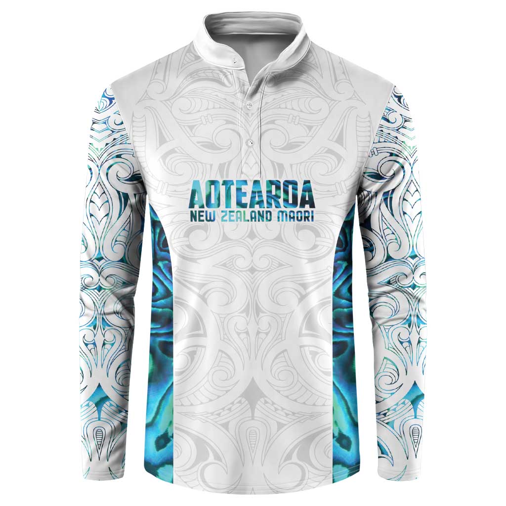 Custom New Zealand Aotearoa Button Sweatshirt Maori Paua Shell Indigenous LT9 Blue - Polynesian Pride