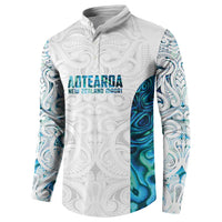 Custom New Zealand Aotearoa Button Sweatshirt Maori Paua Shell Indigenous LT9 - Polynesian Pride