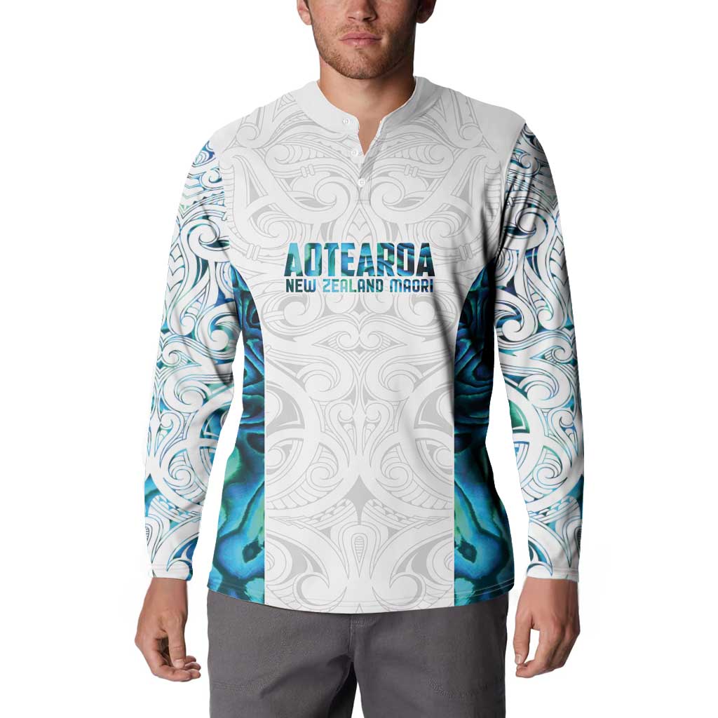 Custom New Zealand Aotearoa Button Sweatshirt Maori Paua Shell Indigenous LT9 - Polynesian Pride