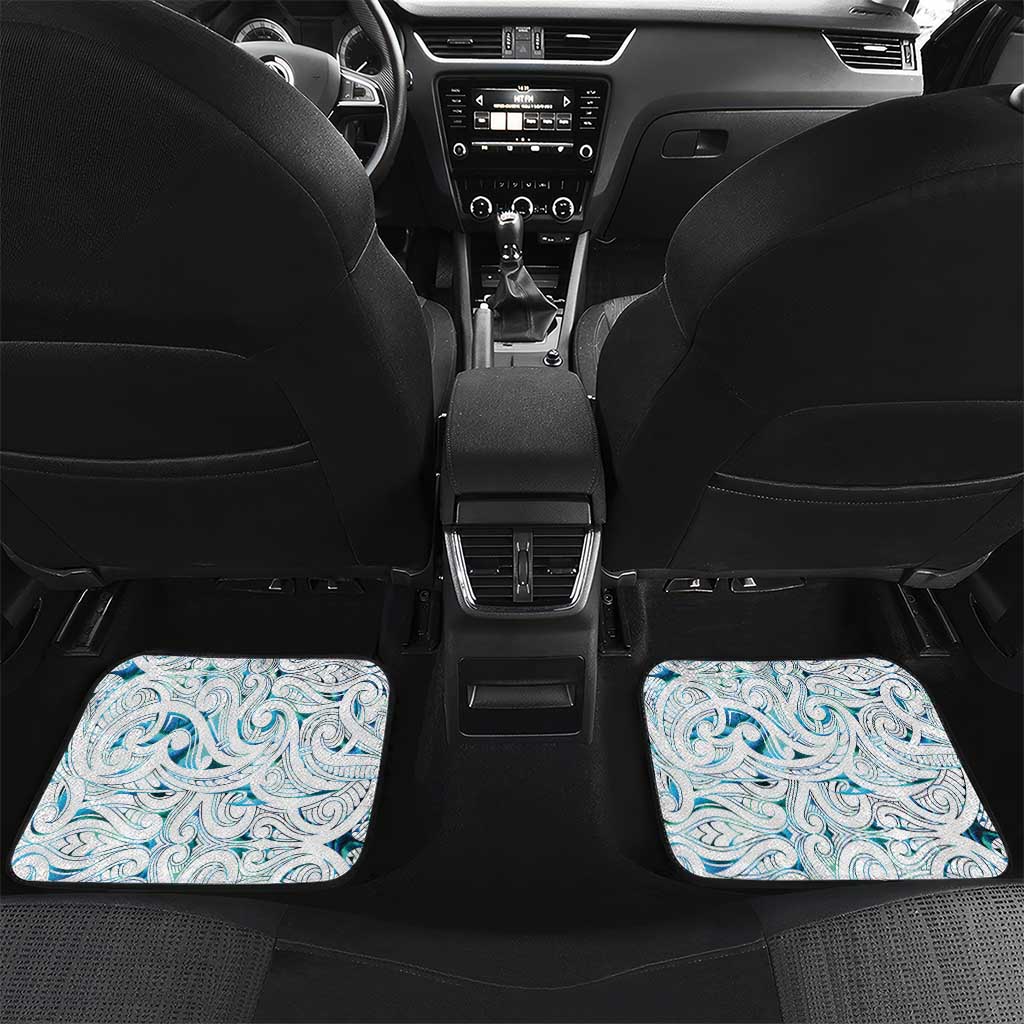 Custom New Zealand Aotearoa Car Mats Maori Paua Shell Indigenous LT9 Set 2pcs - Back Blue - Polynesian Pride