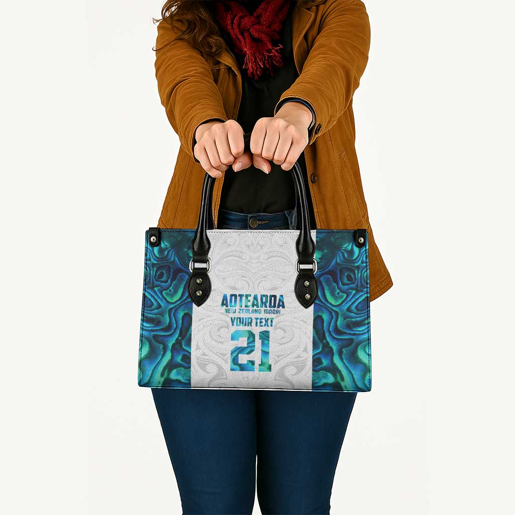 Custom New Zealand Aotearoa Leather Bag Maori Paua Shell Indigenous LT9 Blue - Polynesian Pride