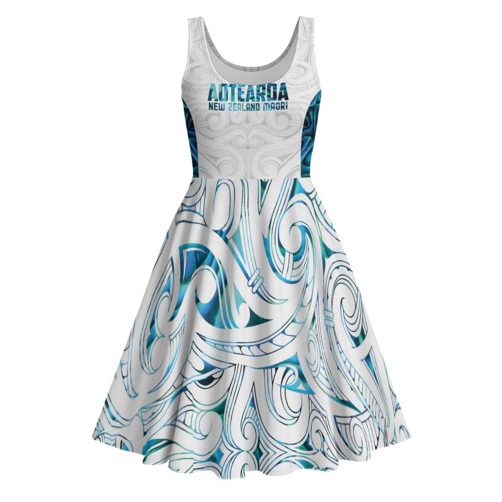 Custom New Zealand Aotearoa Midi Dress Maori Paua Shell Indigenous LT9 Blue - Polynesian Pride