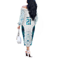 Custom New Zealand Aotearoa Off The Shoulder Long Sleeve Dress Maori Paua Shell Indigenous LT9 - Polynesian Pride