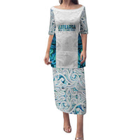 Custom New Zealand Aotearoa Puletasi Maori Paua Shell Indigenous LT9 Long Dress Blue - Polynesian Pride