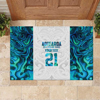 Custom New Zealand Aotearoa Rubber Doormat Maori Paua Shell Indigenous LT9 Blue - Polynesian Pride