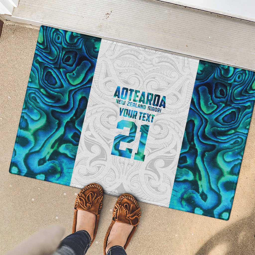 Custom New Zealand Aotearoa Rubber Doormat Maori Paua Shell Indigenous LT9 - Polynesian Pride