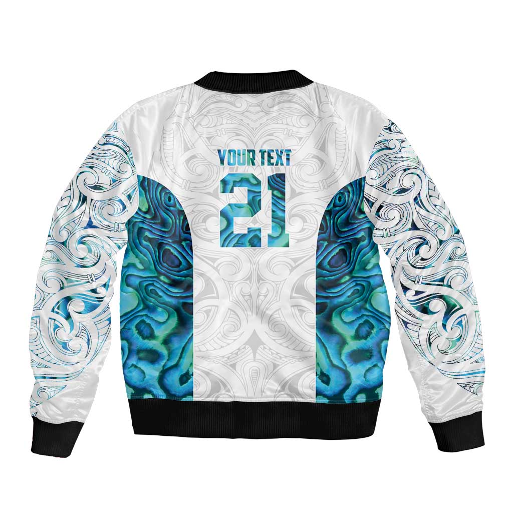 Custom New Zealand Aotearoa Sleeve Zip Bomber Jacket Maori Paua Shell Indigenous LT9 - Polynesian Pride