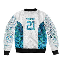 Custom New Zealand Aotearoa Sleeve Zip Bomber Jacket Maori Paua Shell Indigenous LT9 - Polynesian Pride
